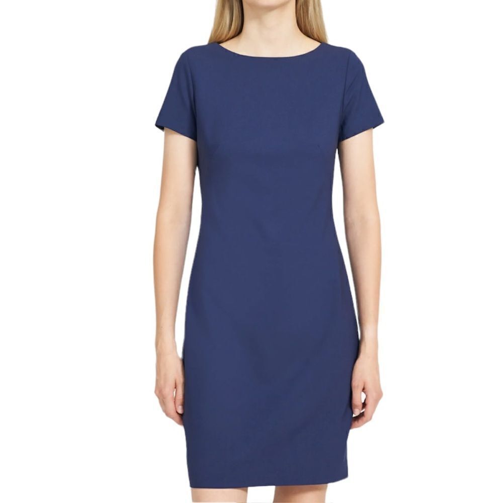 Theory Betty Dress Navy In Stretch Wool New With Tag Size 2